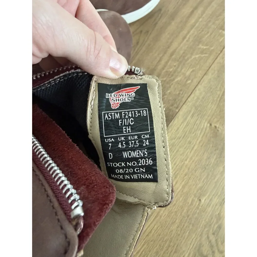 RED WING 7 Cross Lite Leather womens red leather zip boots safety bootie